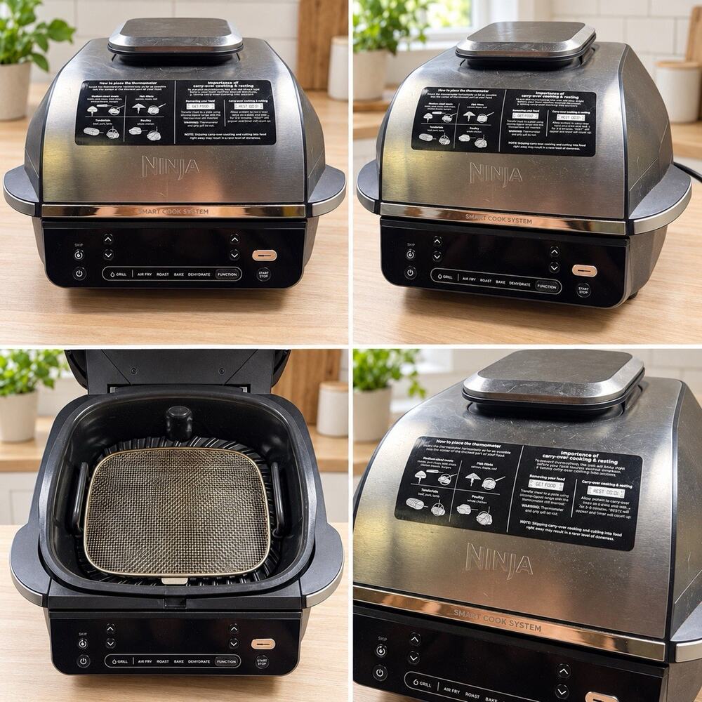 Ninja Foodi EG351A Smart 5-in-1 Indoor Grill Air Fryer Black Silver Used Once